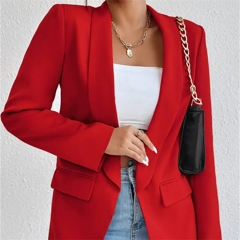 Blazer Women Oversized - Nova moda feminina sólido botão terno
