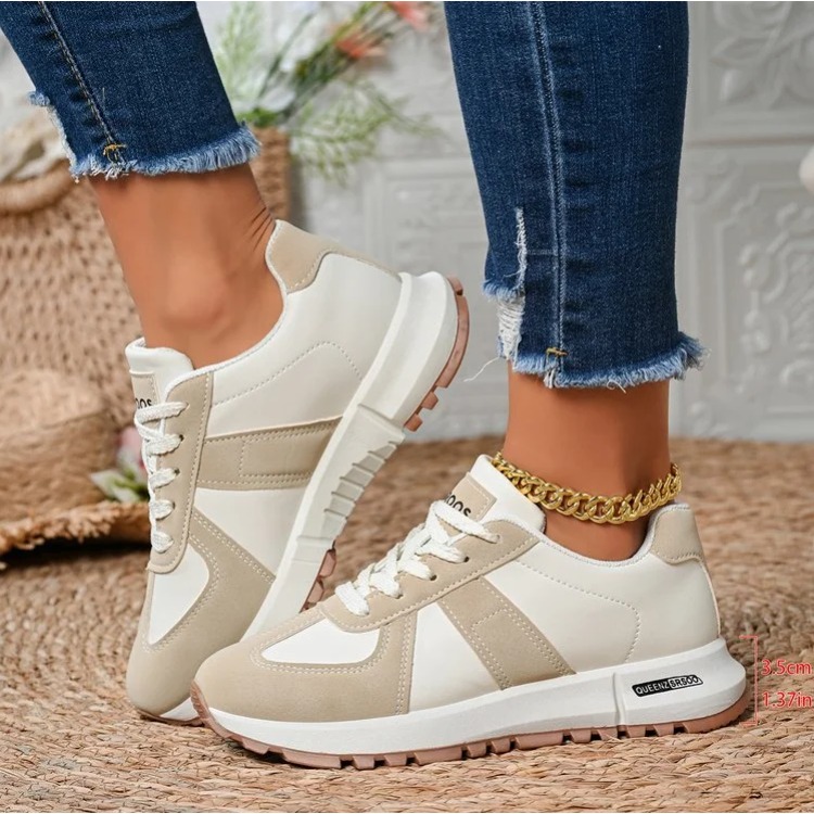 Women'S Yellow Fashion Sneakers - Tênis femininos listrados da moda, leves,