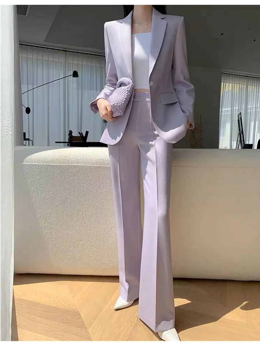 Women'S Fashion Blazer - Allingentle roxo feminino 2 peças terno
