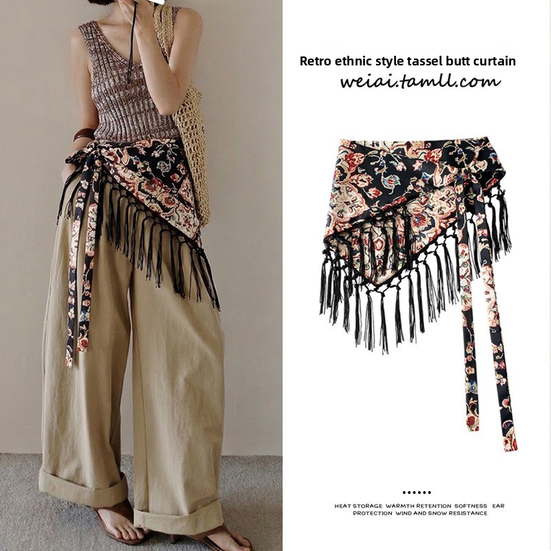 Women'S Fashion Layering - Cinto de Cintura com Borlas e