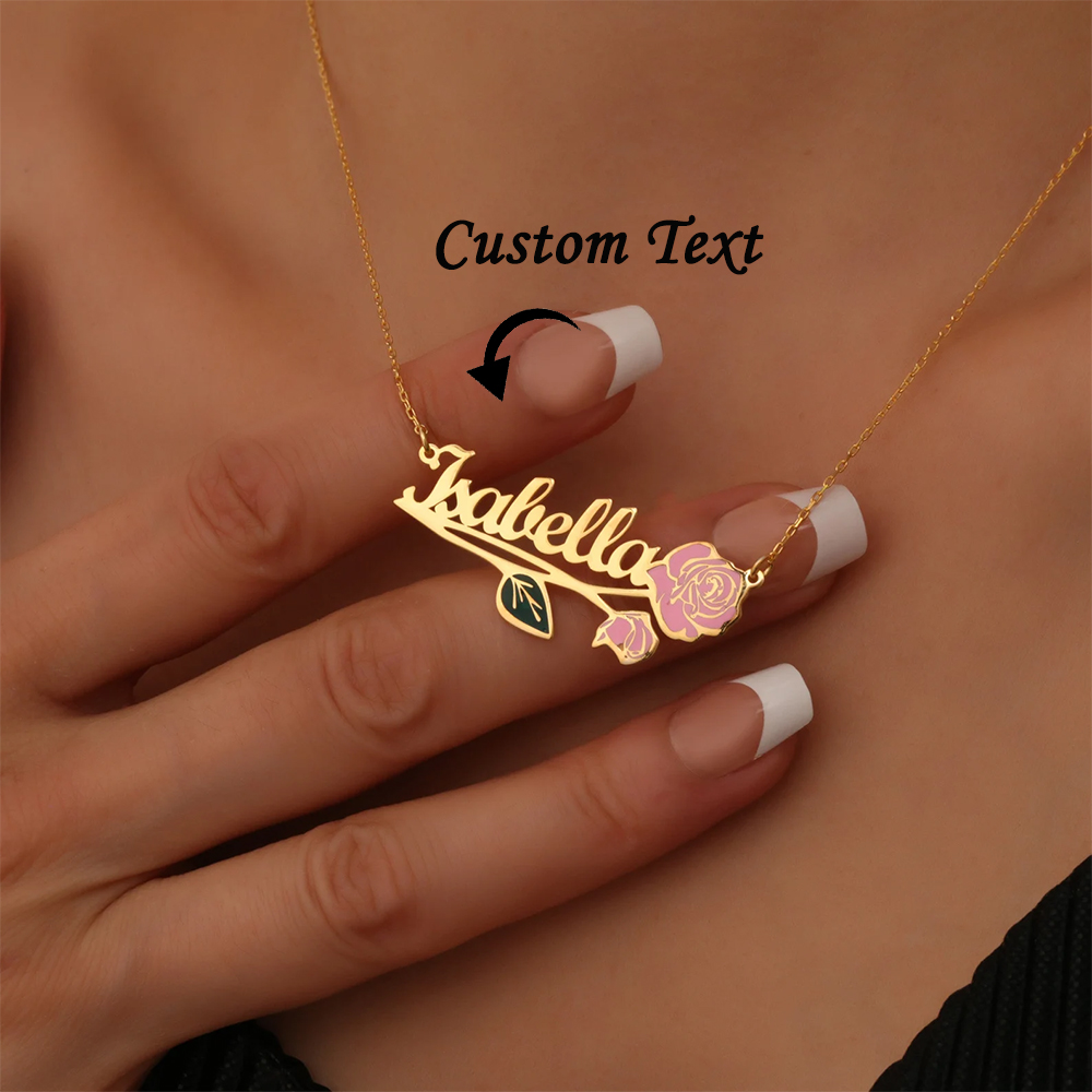 Women Fashion Names - Colar personalizado com nome e flor
