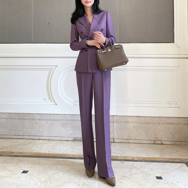 Women'S Fashion Blazer - Conjunto de Calças Femininas Allingentle Roxo,
