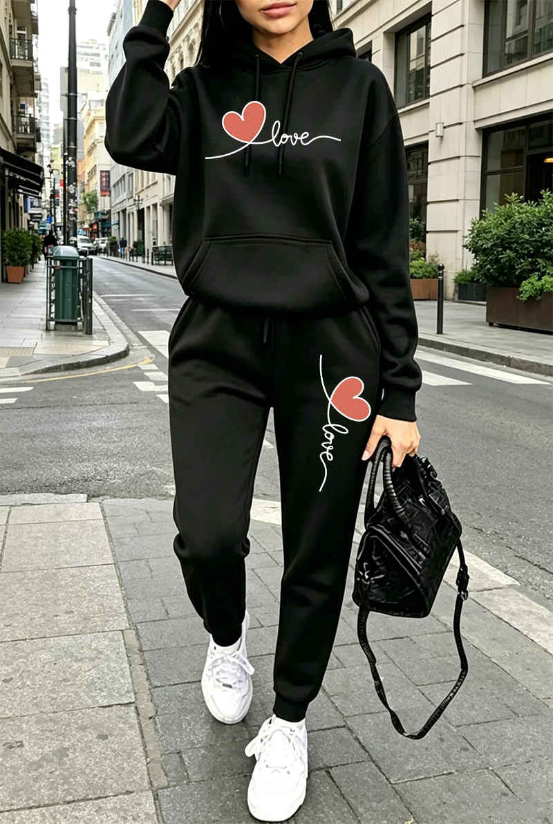 Women'S Fashion Hoodies - Conjunto de Moletom Feminino Estampado Casual