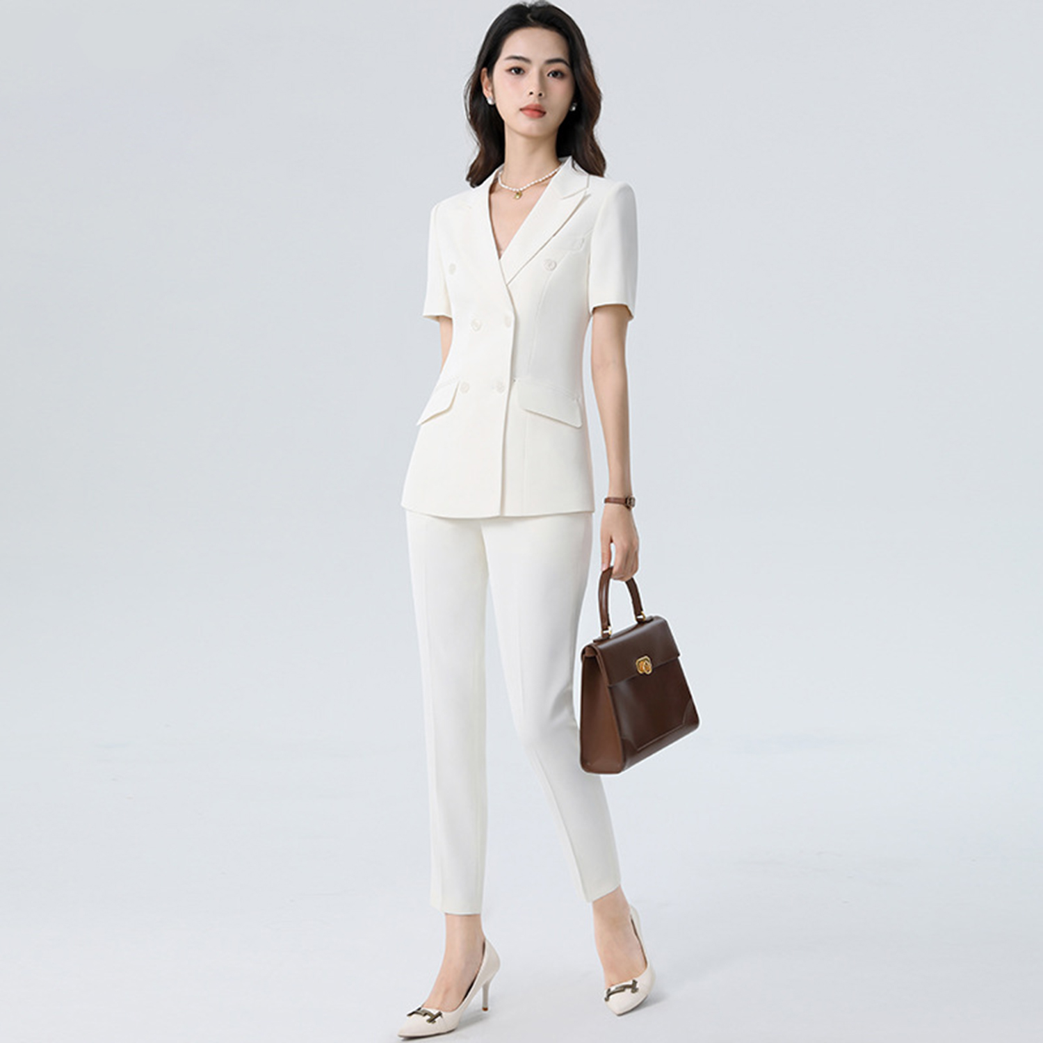 Women'S Fashion Blazer - Conjunto Feminino Branco Allingentle Slim Fit