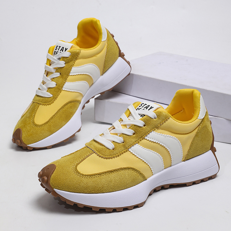 Women'S Yellow Fashion Sneakers - Tênis Plataforma Amarelo Listrado Feminino 2026