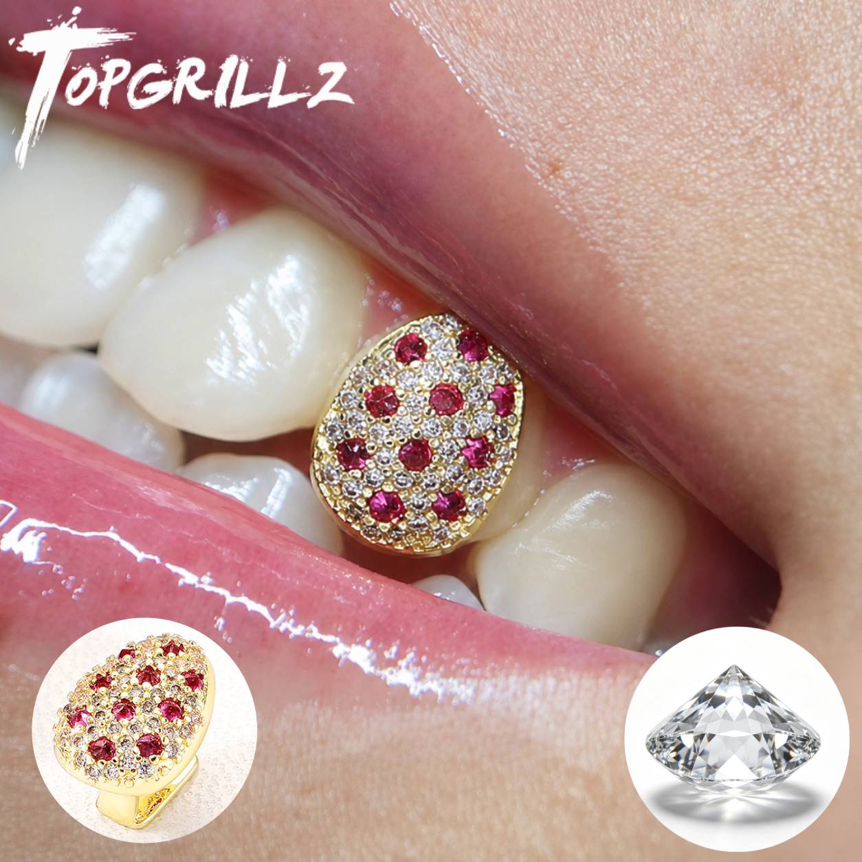 Women'S Fashion Visor - TOPGRILLZ Grillz de Dente Único Oval