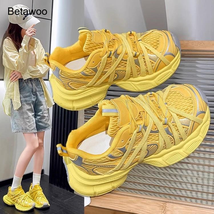 Tênis Chunky de Plataforma em  - Women'S Yellow Fashion Sneakers avaliação e preço