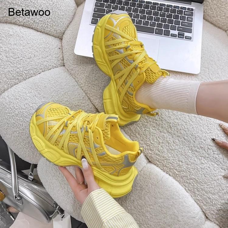 Tênis Chunky de Plataforma em  - Women'S Yellow Fashion Sneakers avaliação e preço
