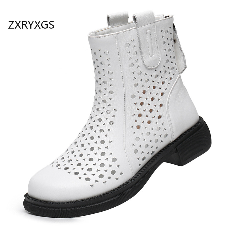 Botas Ocas de Couro Legítimo Z - Women'S Fashion Layering avaliação e preço