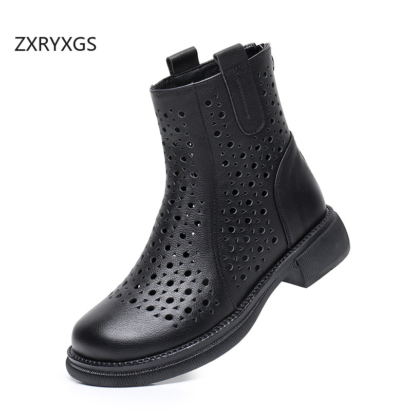 Botas Ocas de Couro Legítimo Z - Women'S Fashion Layering avaliação e preço