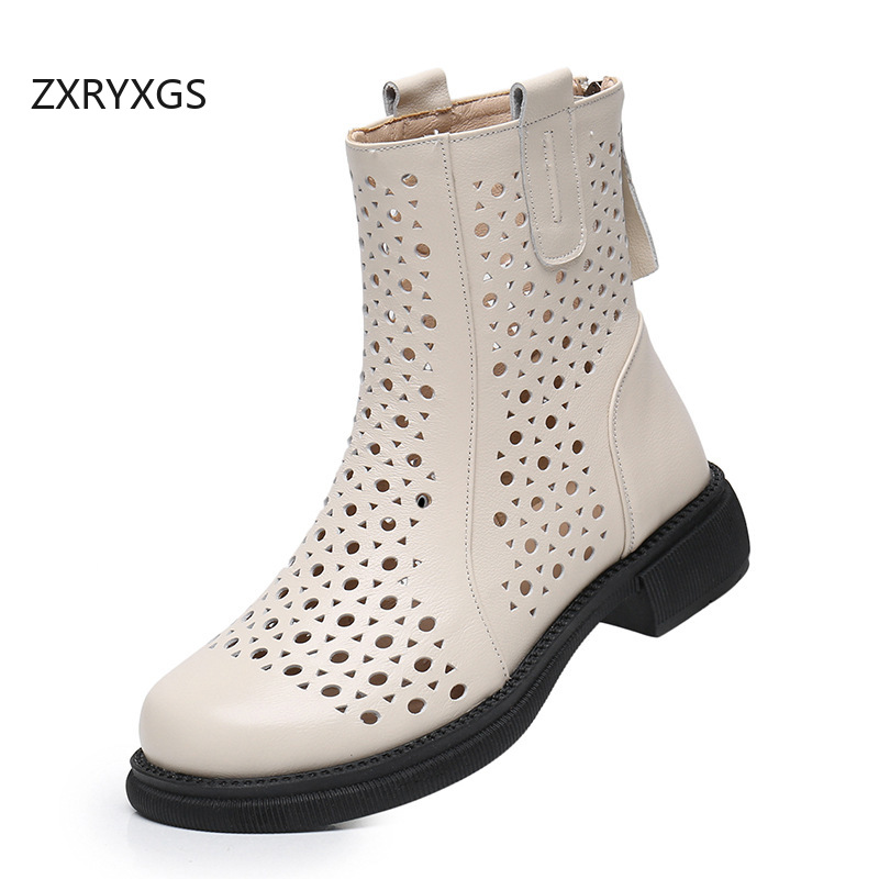 Botas Ocas de Couro Legítimo Z - Women'S Fashion Layering avaliação e preço