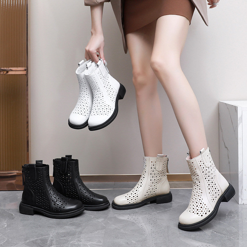 Botas Ocas de Couro Legítimo Z - Women'S Fashion Layering avaliação e preço