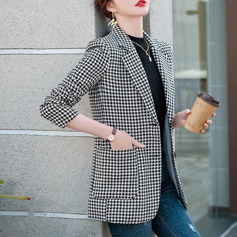 Terno simples e versátil com c - Blazer Women Oversized avaliação e preço