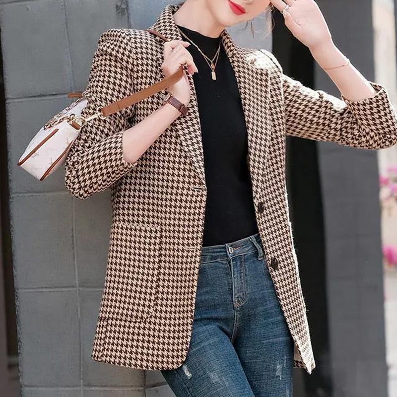 Terno simples e versátil com c - Blazer Women Oversized avaliação e preço