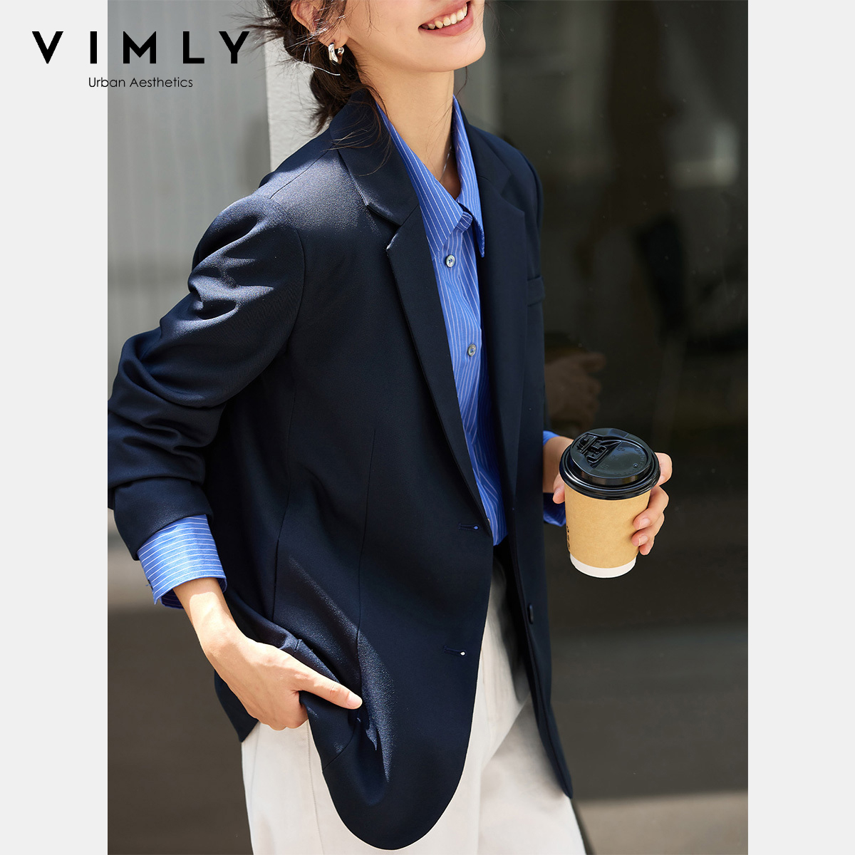 Jaquetas Femininas VIMLY Azul  - Blazer Women Oversized avaliação e preço