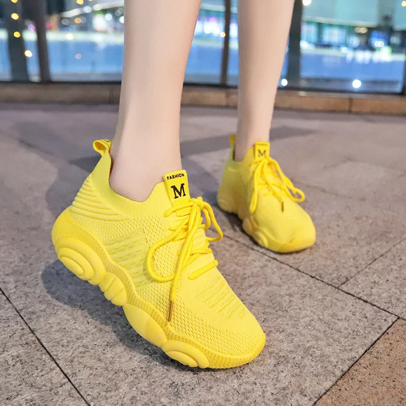 Moda tênis feminino plataforma - Women'S Yellow Fashion Sneakers avaliação e preço