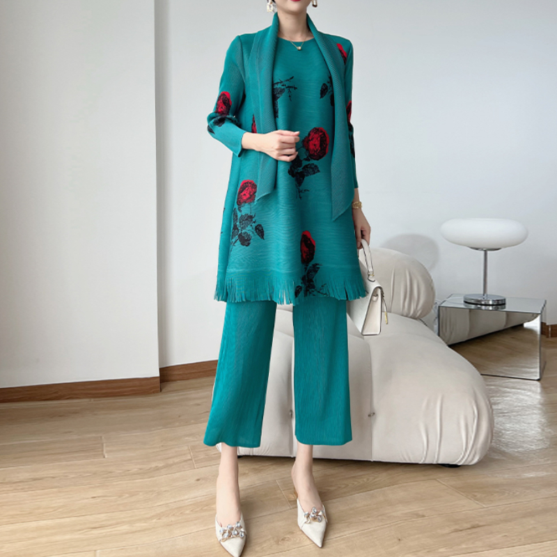 Conjunto de moda estampa pliss - Women'S Fashion Show 2022 avaliação e preço