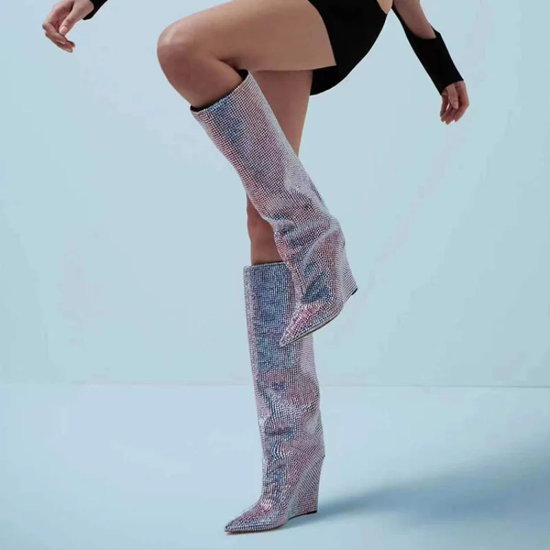 Botas de couro de strass até o - Women'S Fashion Show 2022 avaliação e preço