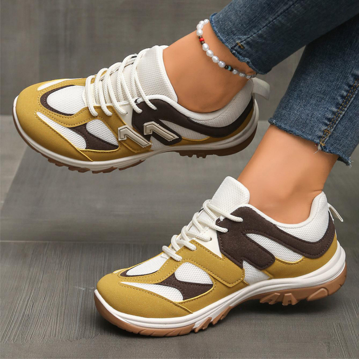 Moda cinza amarelo mix cor ant - Women'S Yellow Fashion Sneakers avaliação e preço