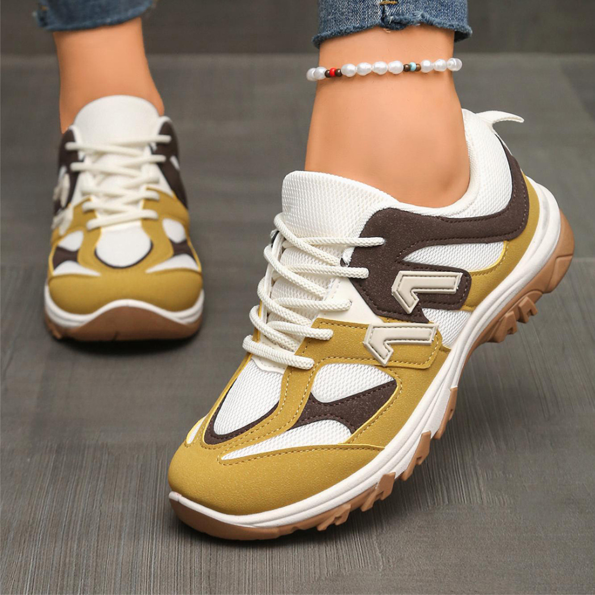 Moda cinza amarelo mix cor ant - Women'S Yellow Fashion Sneakers avaliação e preço