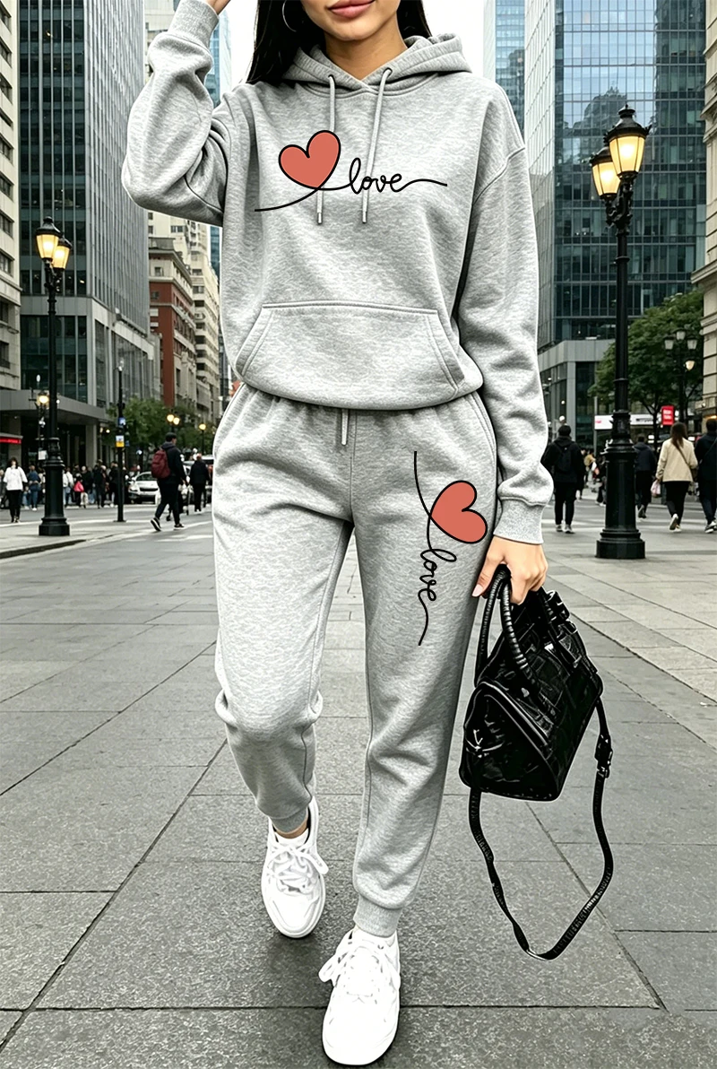 Conjunto de Moletom Feminino E - Women'S Fashion Hoodies avaliação e preço