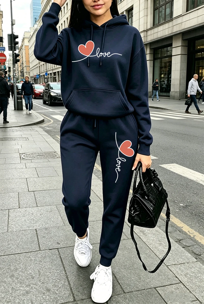 Conjunto de Moletom Feminino E - Women'S Fashion Hoodies avaliação e preço