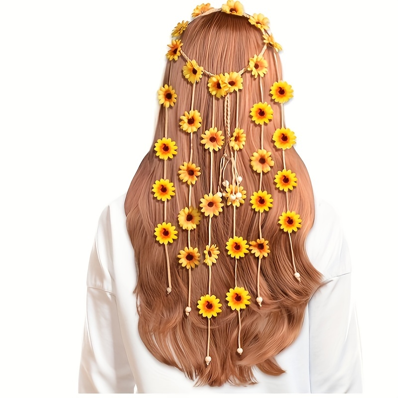 Tiara hippie de flores, coroa  - Women'S Fashion In The 70S avaliação e preço